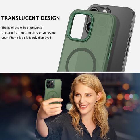 حافظة Telaso لهاتف iPhone 14 Pro Max، حافظة هاتف iPhone 14 Pro Max متوافقة مع Magsafe شفافة غير لامعة مضادة للخدش حافظة مغناطيسية واقية لهاتف iPhone 14 Pro Max للرجال، أخضر داكن in Kuwait