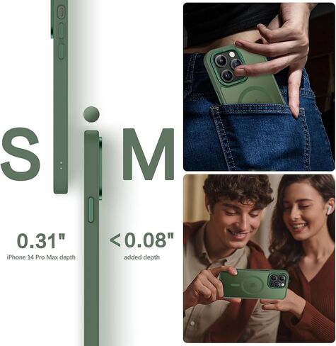 حافظة Telaso لهاتف iPhone 14 Pro Max، حافظة هاتف iPhone 14 Pro Max متوافقة مع Magsafe شفافة غير لامعة مضادة للخدش حافظة مغناطيسية واقية لهاتف iPhone 14 Pro Max للرجال، أخضر داكن in Kuwait