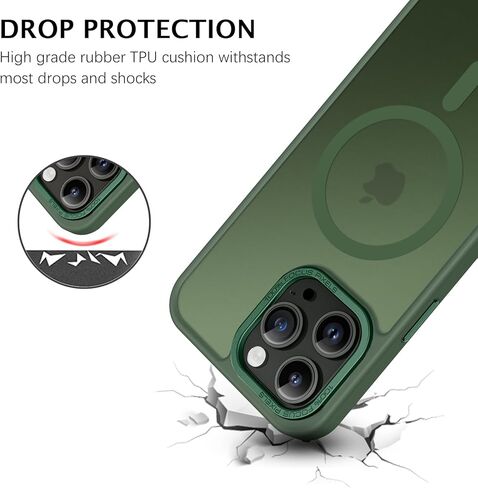 حافظة Telaso لهاتف iPhone 14 Pro Max، حافظة هاتف iPhone 14 Pro Max متوافقة مع Magsafe شفافة غير لامعة مضادة للخدش حافظة مغناطيسية واقية لهاتف iPhone 14 Pro Max للرجال، أخضر داكن in Kuwait