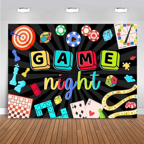 Mocsicka Game Night Backdrop Board Game Game Night Decorations for Adults Chess Card Game On Backdrop Party Supplies Banner Photo Booth Props(7x5ft) in Saudi Arabia