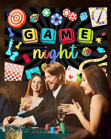 Mocsicka Game Night Backdrop Board Game Game Night Decorations for Adults Chess Card Game On Backdrop Party Supplies Banner Photo Booth Props(7x5ft) in Saudi Arabia