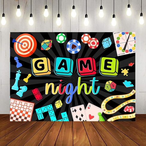Mocsicka Game Night Backdrop Board Game Game Night Decorations for Adults Chess Card Game On Backdrop Party Supplies Banner Photo Booth Props(7x5ft) in Saudi Arabia