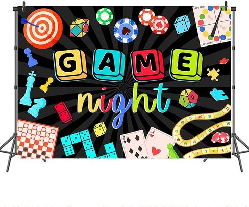 Mocsicka Game Night Backdrop Board Game Game Night Decorations for Adults Chess Card Game On Backdrop Party Supplies Banner Photo Booth Props(7x5ft) in Saudi Arabia