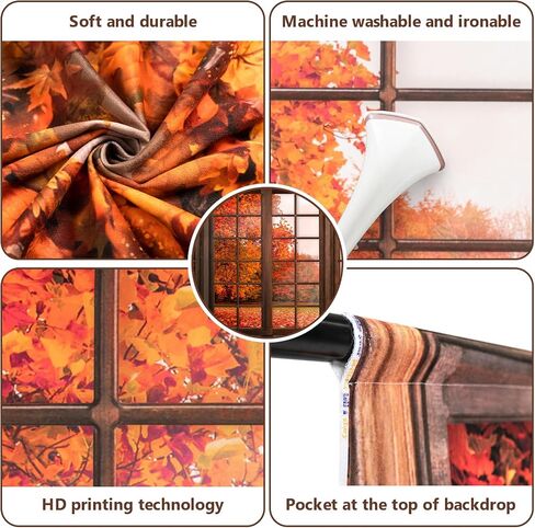 Kate Fall Backdrops for Photography Thanksgiving Backdrop Microfiber Autumn Backdrop with Maples, 8×8ft in Saudi Arabia