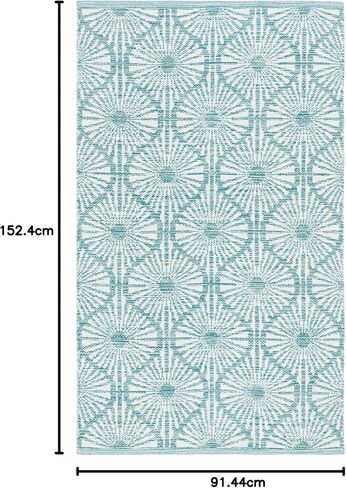 سجادة SAFAVIEH Montauk Collection Runner - 2'3" x 7'، أكوا وعاجي، قطن مصنوع يدويًا، مثالية للمناطق ذات حركة المرور العالية في غرفة المعيشة وغرفة النوم (MTK606H) in Saudi Arabia