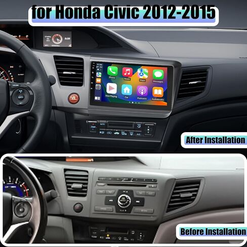 ستيريو سيارة لهوندا سيفيك 2012 2013 2014 2015، راديو السيارة اللاسلكي Carplay & Android Auto، Android 12 مع 2G+64G بلوتوث/التحكم الصوتي/ملاحة GPS/WiFi/SWC/FM، وحدة رأس شاشة تعمل باللمس IPS مقاس 9 بوصة in Kuwait