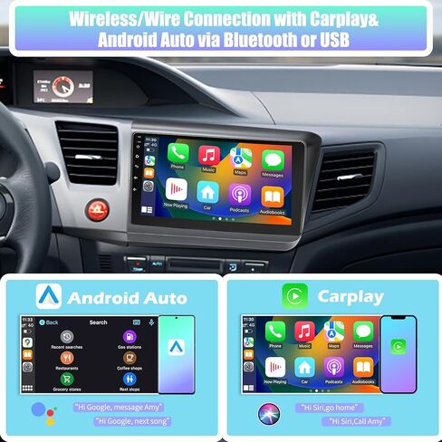 ستيريو سيارة لهوندا سيفيك 2012 2013 2014 2015، راديو السيارة اللاسلكي Carplay & Android Auto، Android 12 مع 2G+64G بلوتوث/التحكم الصوتي/ملاحة GPS/WiFi/SWC/FM، وحدة رأس شاشة تعمل باللمس IPS مقاس 9 بوصة in Kuwait