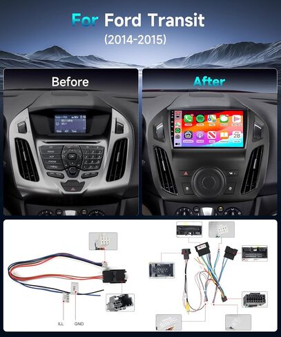2G 64G Car Radio for Ford Transit 2014 2015 Stereo with Wireless Carplay Android Auto 9 inch 1080P HD Touchscreen Canbus Bluetooth FM/RDS GPS HiFi WiFi Mirror Link Backup Camera External MIC in Saudi Arabia