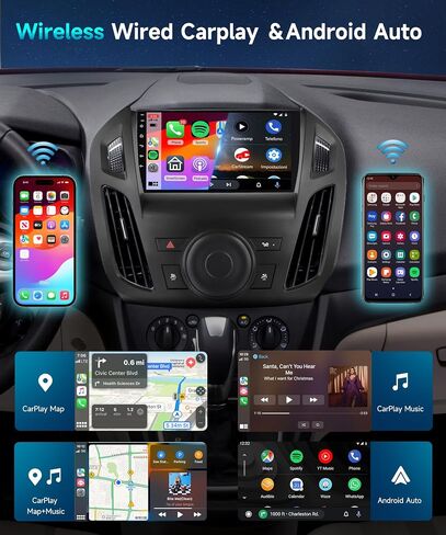 2G 64G Car Radio for Ford Transit 2014 2015 Stereo with Wireless Carplay Android Auto 9 inch 1080P HD Touchscreen Canbus Bluetooth FM/RDS GPS HiFi WiFi Mirror Link Backup Camera External MIC in Saudi Arabia