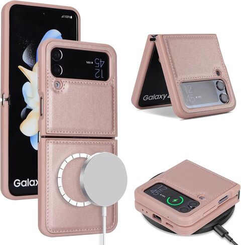 حافظة Cavor لهاتف Samsung Galaxy Z Flip 4 Magsafe، حافظة Galaxy Z flip 4 Magsafe، حافظة هاتف لهاتف Z Flip 4 مع مغناطيس، حافظة جلدية مقاومة للصدمات - أسود in Saudi Arabia