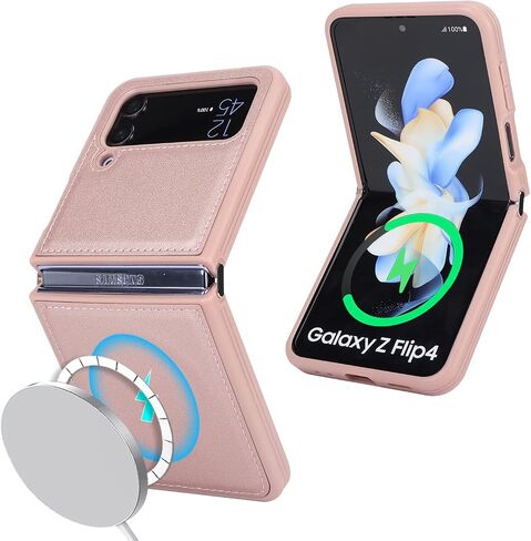 حافظة Cavor لهاتف Samsung Galaxy Z Flip 4 Magsafe، حافظة Galaxy Z flip 4 Magsafe، حافظة هاتف لهاتف Z Flip 4 مع مغناطيس، حافظة جلدية مقاومة للصدمات - أسود in Saudi Arabia