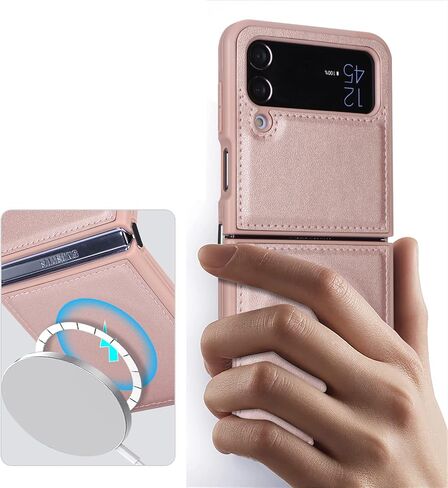 حافظة Cavor لهاتف Samsung Galaxy Z Flip 4 Magsafe، حافظة Galaxy Z flip 4 Magsafe، حافظة هاتف لهاتف Z Flip 4 مع مغناطيس، حافظة جلدية مقاومة للصدمات - أسود in Saudi Arabia