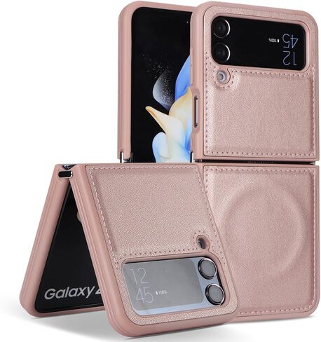 حافظة Cavor لهاتف Samsung Galaxy Z Flip 4 Magsafe، حافظة Galaxy Z flip 4 Magsafe، حافظة هاتف لهاتف Z Flip 4 مع مغناطيس، حافظة جلدية مقاومة للصدمات - أسود in Saudi Arabia