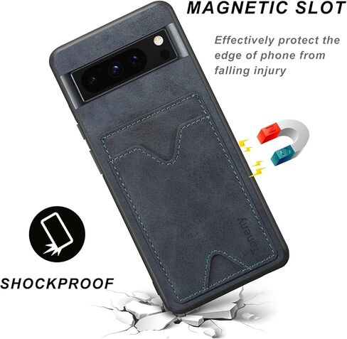 مصممة لجراب Google Pixel 8 Pro، حافظة محفظة جلدية نحيفة للحماية من السقوط مع حامل فتحة للبطاقات، غطاء هاتف واقٍ مضاد للصدمات لهاتف Google Pixel 8 Pro (رمادي) in Kuwait