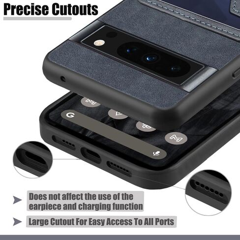 مصممة لجراب Google Pixel 8 Pro، حافظة محفظة جلدية نحيفة للحماية من السقوط مع حامل فتحة للبطاقات، غطاء هاتف واقٍ مضاد للصدمات لهاتف Google Pixel 8 Pro (رمادي) in Kuwait