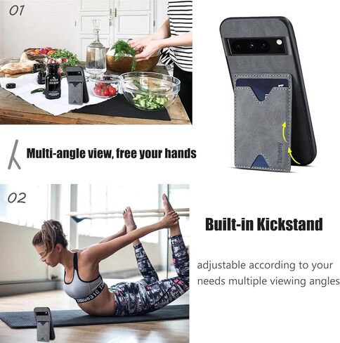 مصممة لجراب Google Pixel 8 Pro، حافظة محفظة جلدية نحيفة للحماية من السقوط مع حامل فتحة للبطاقات، غطاء هاتف واقٍ مضاد للصدمات لهاتف Google Pixel 8 Pro (رمادي) in Kuwait