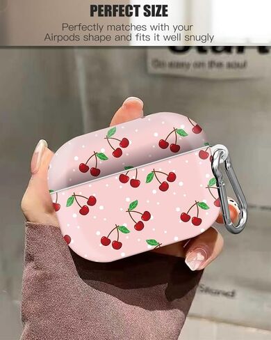 متوافق مع غطاء حافظة AirPods Pro الجيل الثاني/الأول، غطاء جراب لطيف مع سلسلة مفاتيح لجراب AirPod Pro 2&1، للرجال والنساء والفتيات (كرزي لطيف) in Saudi Arabia
