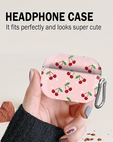 متوافق مع غطاء حافظة AirPods Pro الجيل الثاني/الأول، غطاء جراب لطيف مع سلسلة مفاتيح لجراب AirPod Pro 2&1، للرجال والنساء والفتيات (كرزي لطيف) in Saudi Arabia