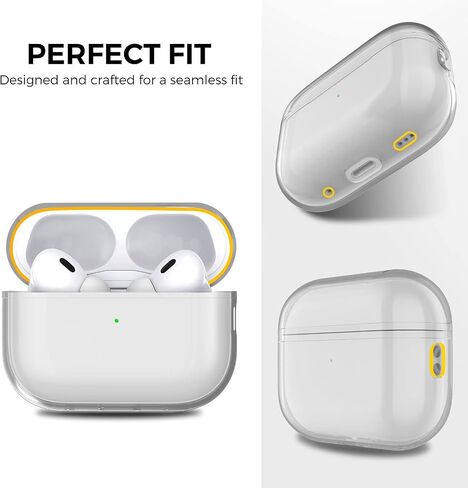 AhaStyle Clear Airpods Pro 2 Case (2023/2022) Soft TPU Protective Covers Come with Hand Strap Compatible with Apple AirPods Pro 2 [USB-C/Lightning Cable] Charging Case (Black) in Saudi Arabia