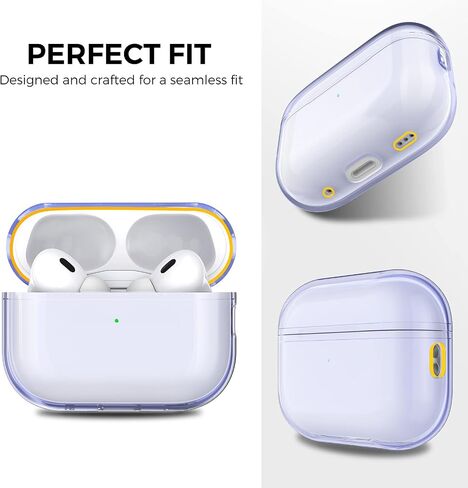 AhaStyle Clear Airpods Pro 2 Case (2023/2022) Soft TPU Protective Covers Come with Hand Strap Compatible with Apple AirPods Pro 2 [USB-C/Lightning Cable] Charging Case (Black) in Saudi Arabia