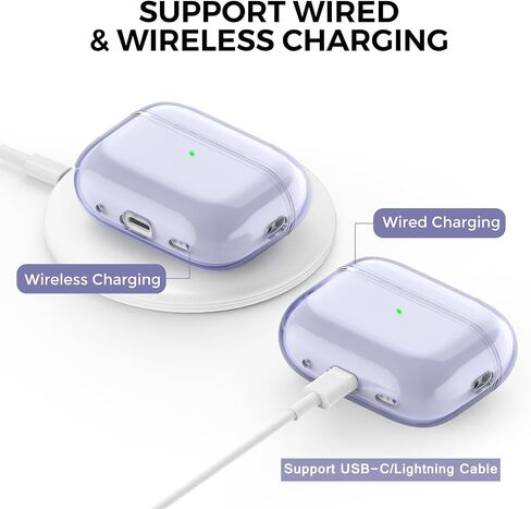 AhaStyle Clear Airpods Pro 2 Case (2023/2022) Soft TPU Protective Covers Come with Hand Strap Compatible with Apple AirPods Pro 2 [USB-C/Lightning Cable] Charging Case (Black) in Saudi Arabia