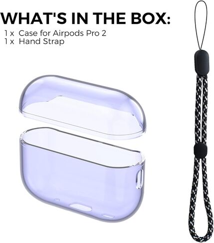 AhaStyle Clear Airpods Pro 2 Case (2023/2022) Soft TPU Protective Covers Come with Hand Strap Compatible with Apple AirPods Pro 2 [USB-C/Lightning Cable] Charging Case (Black) in Saudi Arabia