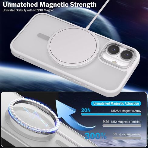 Magnetic for iPhone 16 Plus Case with Screen Protector[2 Pack] + Camera Lens Protector[2 Pack], [Compatible with MagSafe] Translucent Matte Back Women Men 16 Plus Protective Cover Black in Saudi Arabia