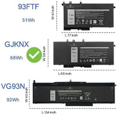 GJKNX Laptop Battery Compatible with Dell Latitude 5480 5580 5280 5590 5490 E5480 E5580 E5490 E5590 Precision 15 3520 3530 Series GD1JP 0GD1JP DY9NT 0DY9NT 5YHR4 451-BBZG （7.6V 68Wh/8500mAh） in Saudi Arabia