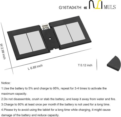 MULS DYNU01 G16TA047H تبديل البطارية لجهاز Microsoft Surface Go 2 1901 1926 1927 Series Tablet PC Series Battery 7.66V 26.81Wh 3500mAh in Saudi Arabia