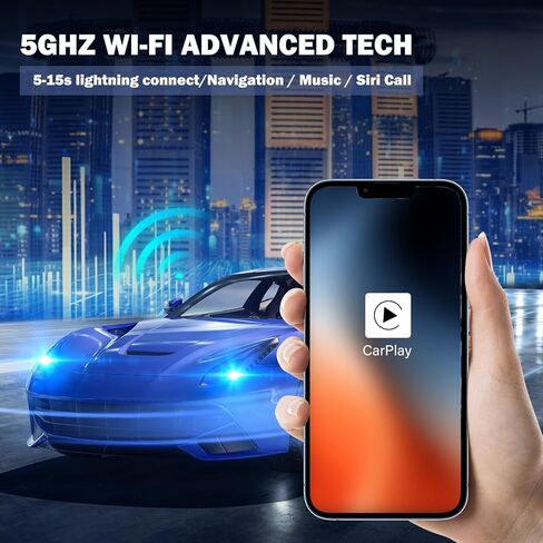 محول CarPlay اللاسلكي، دونجل التوصيل والتشغيل يتحول سلكيًا إلى لاسلكي للسيارات من 2015 وiPhone iOS 10+، دائري، أسود in Kuwait