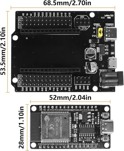 مجموعتان من لوحة تطوير ESP32 من النوع C USB ESP-WROOM-32 ESP-32S CH340C WiFi + بلوتوث طاقة منخفضة للغاية ثنائي النواة ESP32-DevKitC-32 ESP-WROOM-32 مع لوحة توسيع لـ Arduino in Kuwait