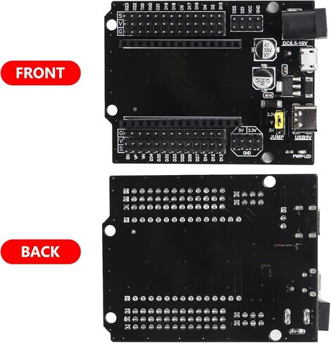 مجموعتان من لوحة تطوير ESP32 من النوع C USB ESP-WROOM-32 ESP-32S CH340C WiFi + بلوتوث طاقة منخفضة للغاية ثنائي النواة ESP32-DevKitC-32 ESP-WROOM-32 مع لوحة توسيع لـ Arduino in Kuwait