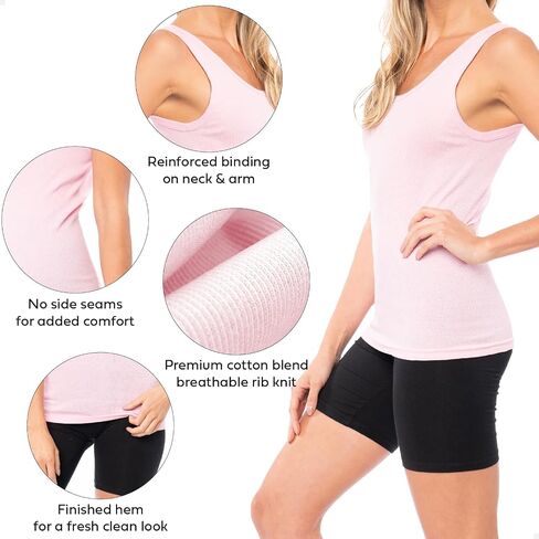 قمصان علوية بدون أكمام للسيدات من sexy Basics | قميص رياضي من مزيج القطن خفيف الوزن | ألوان متعددة in Saudi Arabia