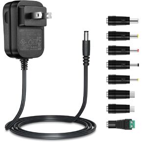 Security-01 6V 1A Power Supply with 7 Tips,AC 100-240V to DC 6V Power Cord for Baby Swing,Arm Blood Pressure Monitor and More,UL Listed