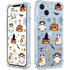 for iPhone 14 Pro Max Phone Case, Clear Case with Halloween Pattern for iPhone 14 Pro Max Case Bumper Protective Shockproof Soft Cover Case for iPhone 14 Pro Max 6.7"-Cute Pumpkin Ghost