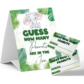 الفيل الأخضر الجميل تخمين كم عدد ألعاب استحمام الطفل بالفول السوداني، للجنسين، (علامة واحدة و50 بطاقة تخمين)، زينة حمام الطفل، لعبة تخمين حمام الطفل - DLM319 in Kuwait