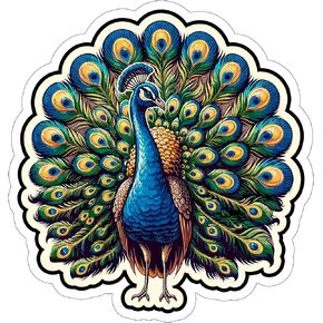 Peacock Sticker Travel Outdoors Decal Vinyl Small Waterproof for Water Bottle Mug Passport Book Scrapbook Notebook Laptop Tumbler Skateboard Computer Phone Size 4" Funny Gift ID44990
