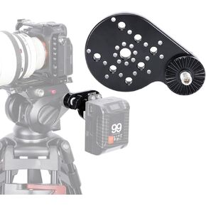 Niceyrig Video Tripod Extension Side Mount Plate with Cold Shoe 1/4'' & 3/8'' ARRI Hole, M8 Threaded 30-Gear Type Rosette Mount Adapter Applicable for Benro, Miliboo, Teris, Weifeng - 592