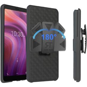 Rome Tech Holster Belt Clip Phone Case for 5032W Alcatel 3V 2019 [NOT for 2018] - Slim Heavy Duty Shell Holster Combo - Rugged Cover with Kickstand Compatible with Alcatel 3V - Black