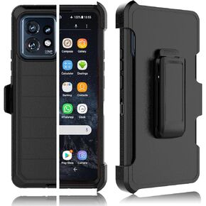 Tekcoo Case for Motorola Edge+ 2023 | Moto Edge Plus 5G UW 2023 | Edge 40 Pro | Edge X40 | XT2301 Holster Locking Belt Clip [Military Grade Drop Tested] Full Body Carrying Kickstand Cover [Black]