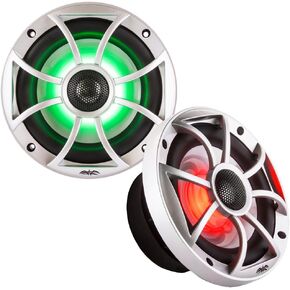 Wet Sounds XS Series Silver Grill 6.5" Speakers w/RGB LED. 60 Watts RMS Each