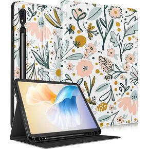 for Samsung Galaxy Tab S8/Tab S7 Case 11 Inch for Women Girls Cute Folio Cover with Pencil Holder Aesthetic Design Kawaii Sun Moon Stars Tablet Cases for Samsung Tab S7/Tab S8 Case 2022/2020