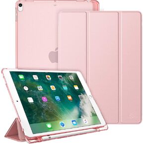 حافظة Fintie لجهاز iPad Air 10.5 بوصة (الجيل الثالث) 2019 / iPad Pro 10.5 بوصة 2017 - غطاء واقف خفيف الوزن ونحيف مع غطاء خلفي شفاف مع حامل أقلام رصاص، تنبيه/غفو تلقائي، أبيض رخامي