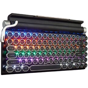 83-key mechanical keyboard dot retro typewriter mechanical keyboard wireless bluetooth mechanical keyboard, keyboard gaming mechanical, anti-ghosting blue switch mechanical keyboard(Black)