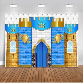 Mocsicka Medieval Castle Backdrop Royal Knight Decorations Castle Wall Backdrop Medieval Themed Party Supplies Boy Birthday Photography Background (Grey, 7x5ft)
