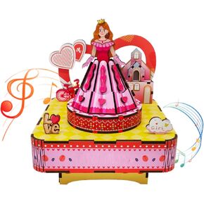 Mievayo Adult 3D Jigsaw Puzzle Wooden Mechanical Music Box Set Rustic Windmill Building Blocks Model Building 12+ Men Women Hobby Holiday Party Gift