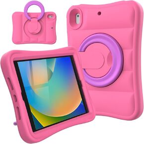 Kids Case for iPad 9th 8th 7th Generation 10.2 inch – Sturdy Lightweight Flexible Shockproof Stand Handle Girls Boys Case for Apple iPad 9 8 7 Gen 2021/2020/2019, Grey