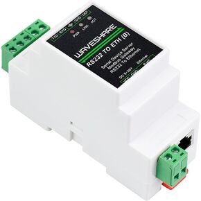 waveshare RS232 to POE RJ45 Ethernet Module, Industrial Rail-Mount RS232 Serial Server with POE Funtion, TCP/IP to Serial, Support Modbus Gateway, Bi-Directional Between RS232 and Ethernet