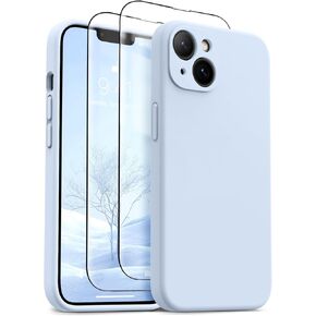 OTOFLY for iPhone 14 Case, Upgraded Silicone 14 Phone Case [2 Pack Screen Protectors][Camera Protection] Shockproof Women Men Girl Protective Case Cover for iPhone 14 6.1" - Light Brown