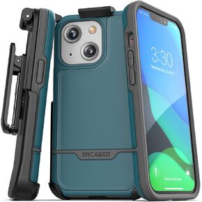 Encased Rebel Designed for iPhone 13 Belt Clip Case (2021) Protective Shockproof Case with Holster (Black)